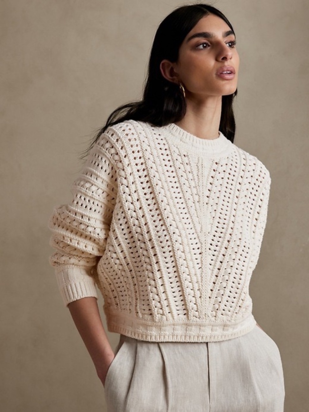 Banana Republic - Lexia Cropped Cotton Sweater Size XL